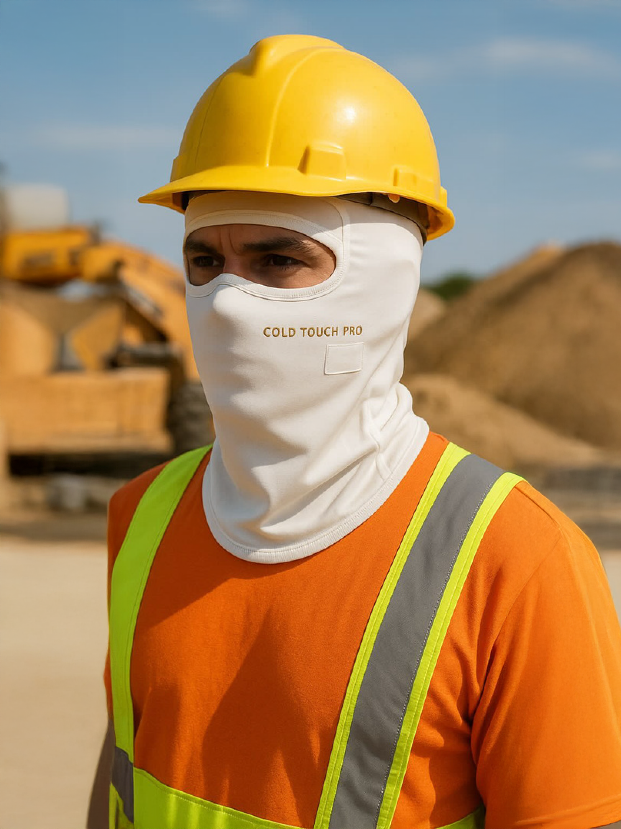 Construction workers at sunset